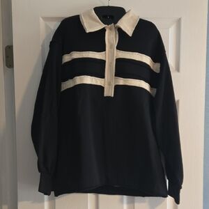 JODIFL Black Top with Cream Collar